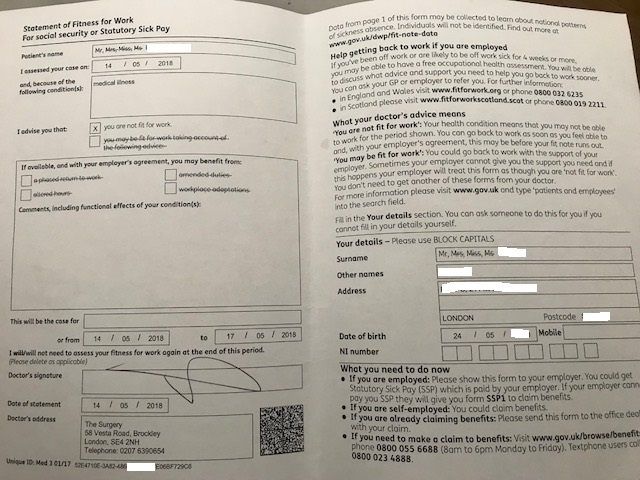 Fill In Your Blank Fake Sick Note How To Fill In The New Med 3 Fit 